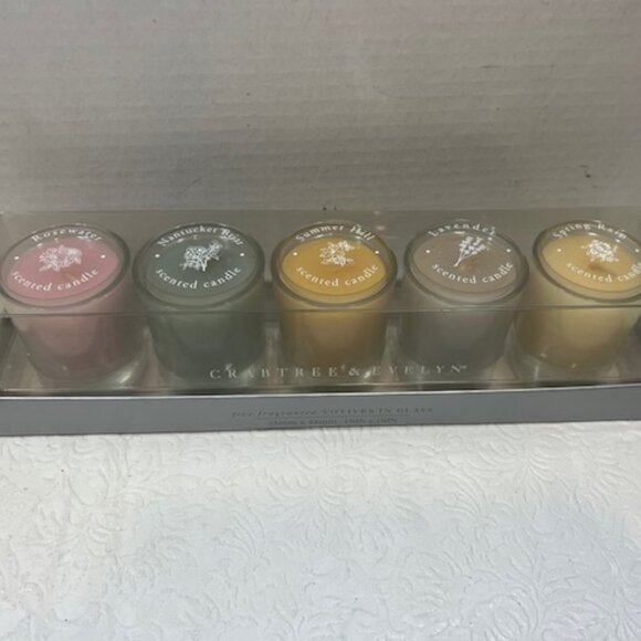 Crabtree & Evelyn Five (5) Fragranced Votives in Glass Candles 1.35"x1.75" NEW - Picture 9 of 14